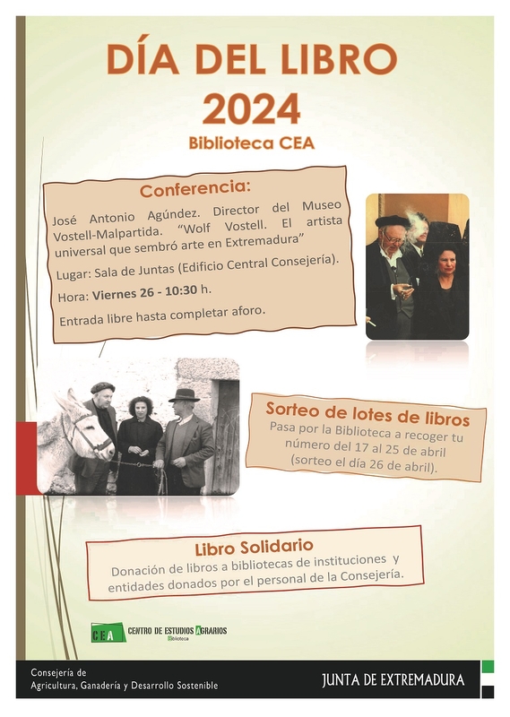 El Centro de Estudios Agrarios conmemora el Día del Libro con varias actividades como conferencias, campaña de donación y sorteo de ejemplares