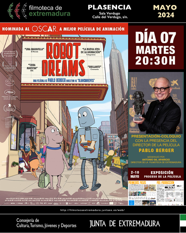 'Robot dreams', un encuentro con su director y una exposición sobre la película protagonizan la programación de la Filmoteca en mayo