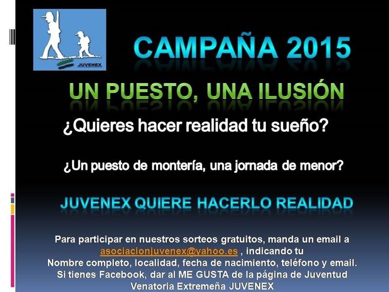Una asociación organiza una campaña para que los jóvenes de Extremadura puedan ir de montería o cacería menor