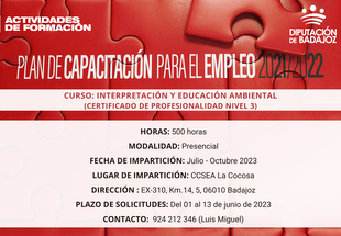 Diputacin de Badajoz impulsa una nueva accin formativa en ''Interpretacin y Educacin Ambiental'' en la finca La Cocosa