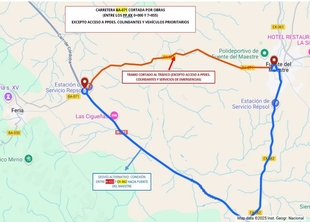 La carretera BA-071 de Fuente del Maestre a Feria permanecerá cortada desde el 11 de mayo al 7 de junio