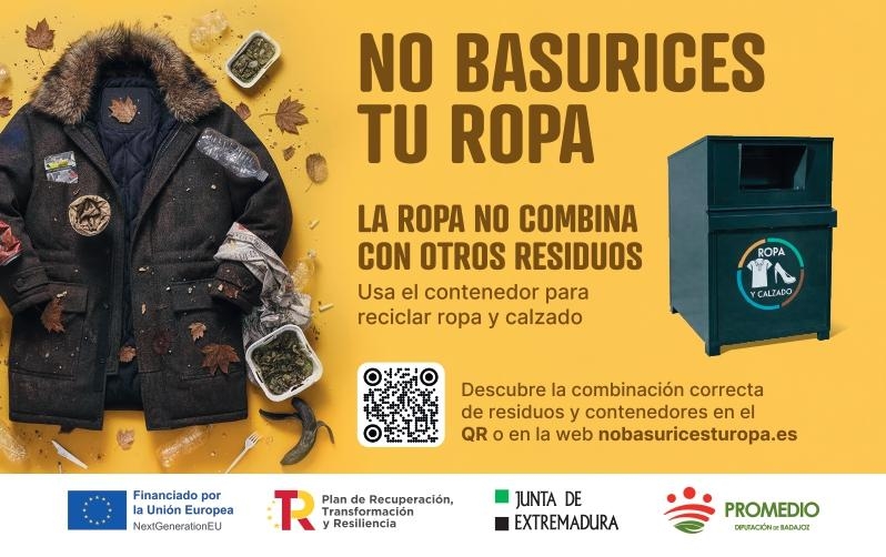 'No basurices tu ropa', la campaña para concienciar sobre el reciclaje de los residuos textiles en la provincia de Badajoz