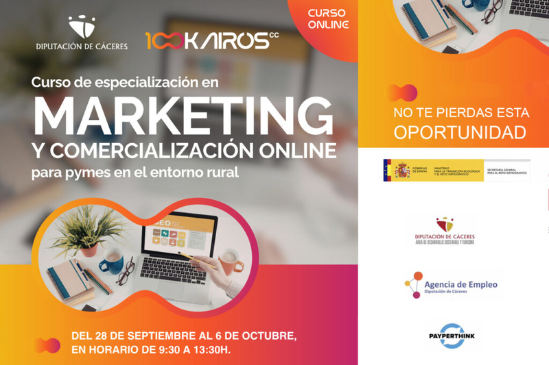 La Diputación de Cáceres impulsa una formación gratuita para especializarse en marketing digital aplicado a las pymes rurales