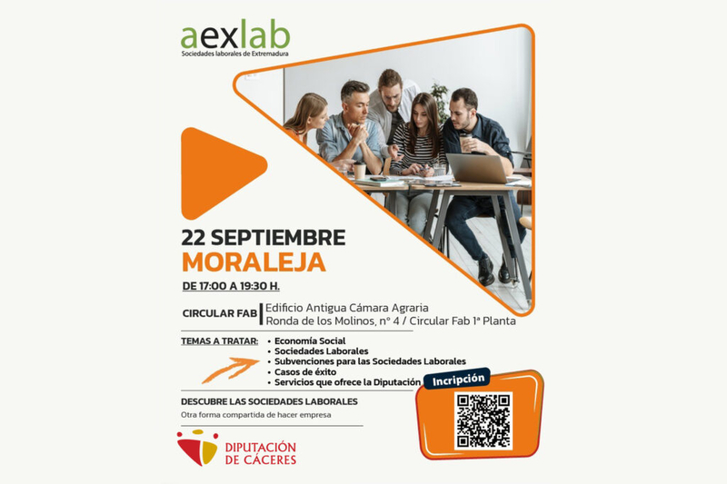 La Diputación de Cáceres acerca las Sociedades Laborales a la provincia como alternativa para emprender en equipo y generar empleo