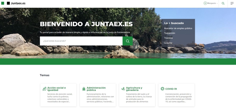 La Junta de Extremadura estrena su nueva web