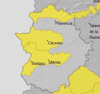 Varias zonas de Extremadura permanecerán en alerta amarilla por lluvias hasta esta tarde