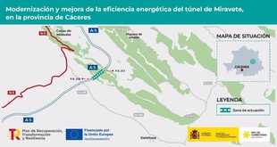 El Ministerio de Transportes adjudica por 2,4 millones las obras de modernización del túnel de Miravete en la A-5